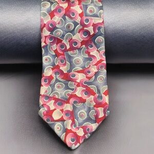 Vintage Dior Pink and Blue Patterned Silk Tie